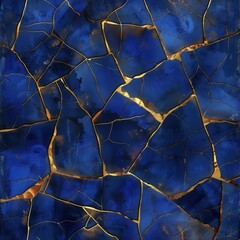 Rich blue marbling with intricate gold veins creates a striking visual contrast. This elegant design is perfect for a sophisticated background or decorative purpose