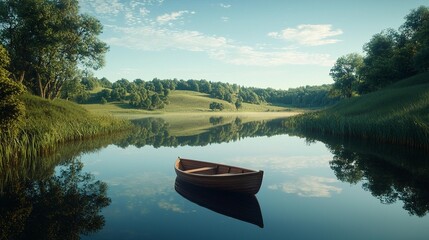 Obraz premium Serene Lake Rowboat