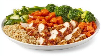 Flavorful and Wholesome Tofu Quinoa Bowl with Steamed Broccoli and Carrots