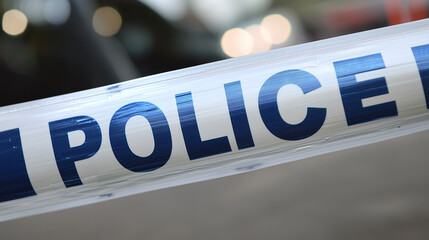 Obraz premium Police tape with the word 