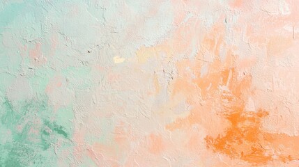 Obraz premium Abstract Pastel Textured Canvas: A Serene Blend of Peach, Mint, and White Hues