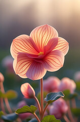 Fototapeta premium A beautiful close-up of a begonia flower in the morning light. Created with generated AI.