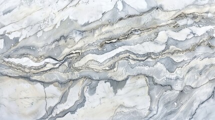 A beautiful gray and white marble surface showcases intricate veining patterns. The subtle variations in color create a sophisticated and elegant design, suitable for various decor styles