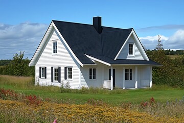 Obraz premium White house, field, summer, rural