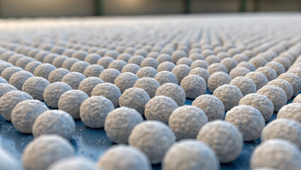 Obraz premium Countless spherical objects arranged in grid pattern, creating sense of depth and abundance