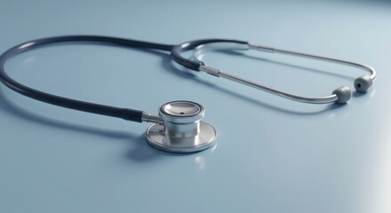 Stethoscope on Light Blue Surface Medical Tool for Healthcare Providers
