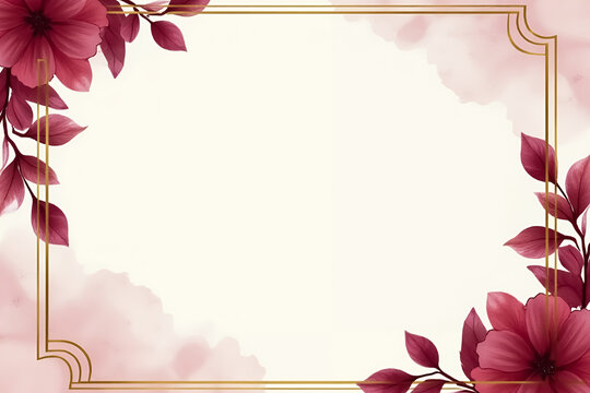 A regal combination of deep wine red and soft ivory with bold watercolor botanical leaves in shades of burgundy.