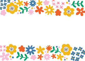 花のフレーム。結婚式やお祝いでのテンプレート素材。