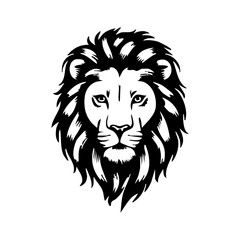 Obraz premium Lion Head Silhouette – Majestic Wild Animal Vector Illustration