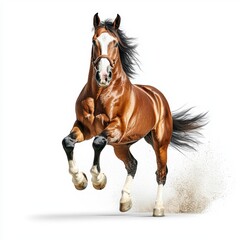 Obraz premium Galloping horse in motion open field animal photography dynamic environment close-up perspective