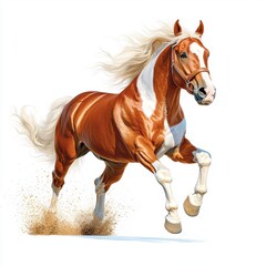 Obraz premium Galloping chestnut horse open field animal photography captivating environment dynamic viewpoint nature's beauty