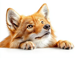 Obraz premium Curious fox gazing intently at viewer studio environment animal portrait close-up wildlife concept