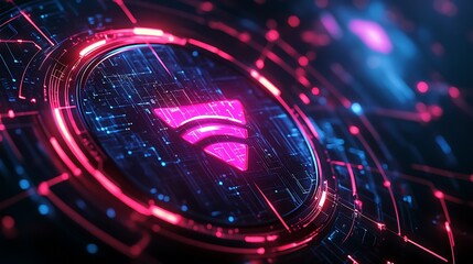 Wifi signal, digital network, futuristic tech