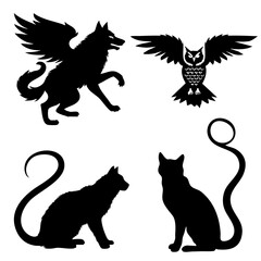 Mystical Creatures and Feline Silhouettes