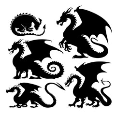 Majestic Dragon Silhouettes – A Collection of Fearsome Beasts