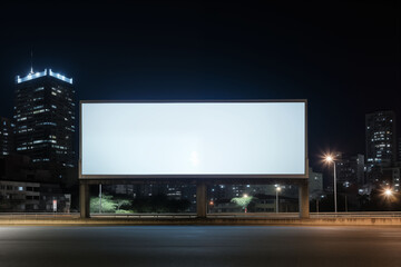 Big empty billboard In the middle of the city at night generative ai