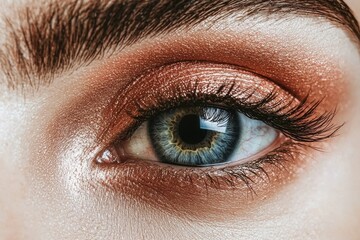 Obraz premium A lady in her 40s is shown in a closeup and front view, focusing on the eye area, where heavy crow's feet and skin fatigue are evident