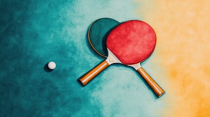 Colorful Table Tennis Equipment on Vibrant Background