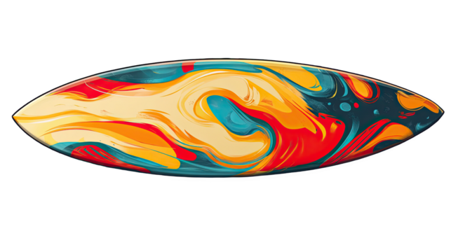 Abstract Oval Shape with Swirling Orange Red and Blue Colors on Black Background
