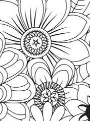 adults and kids flower coloring pages for black and white