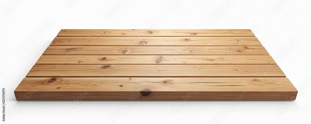 Aufkleber Top of empty wooden table isolated on transparent background. Wood planks with natural texture for product display. Design mockup with copy space for object placement.