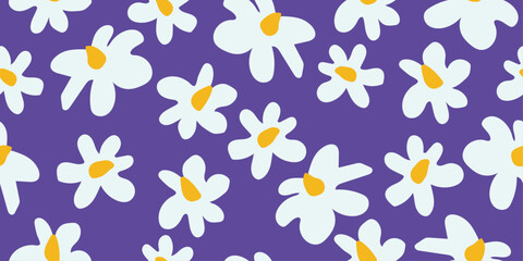 Hand drawn geometric flowers, seamless pattern with flowers for fabric, textile, apparel, wall art, wallpaper, cover, banner, poster, interior decoration, nature background.