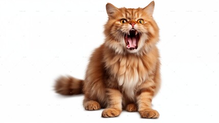 Angry and surprised cat isolated on transparent png background with a funny and excited expression