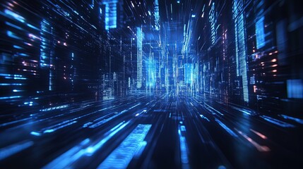 Blue digital binary data, concept technology 