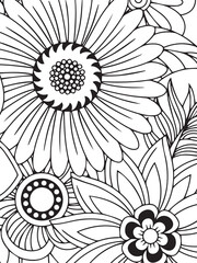 adults and kids flower coloring pages for black and white