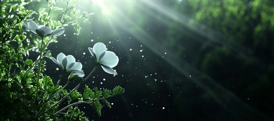 A close-up view of a spring forest showcases beautiful white anemones and vibrant primroses in their natural habitat