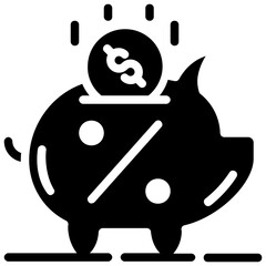 piggy bank vector glyph icon