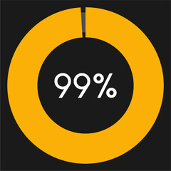 99 percent circle chart infographic template.Circle percentage diagram on black background vector illustration.