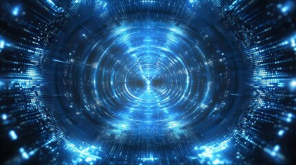 Obraz premium Blue digital binary data, concept technology, AI, cybersecurity