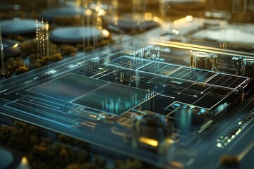 A futuristic energy grid powered entirely by renewable sources, displayed through dynamic data visualizations on a holographic interface.