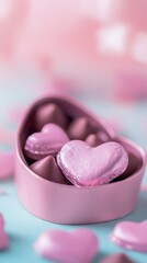 Heart-Shaped Pink Chocolates in a Heart-Shaped Box