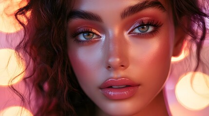 Fototapeta premium A virtual beauty influencer powered by AI giving makeup tutorials.