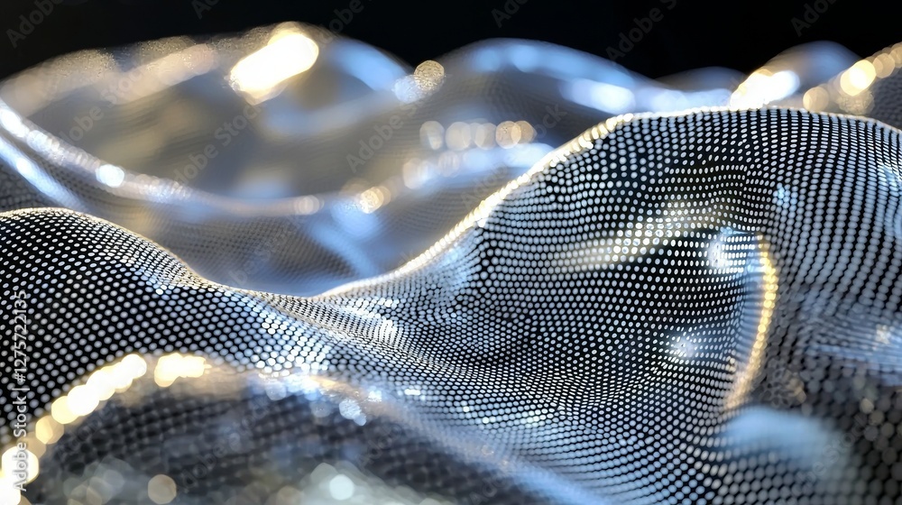 Poster a gray and white wavy light texture forms the background of a digital concept representing big data 