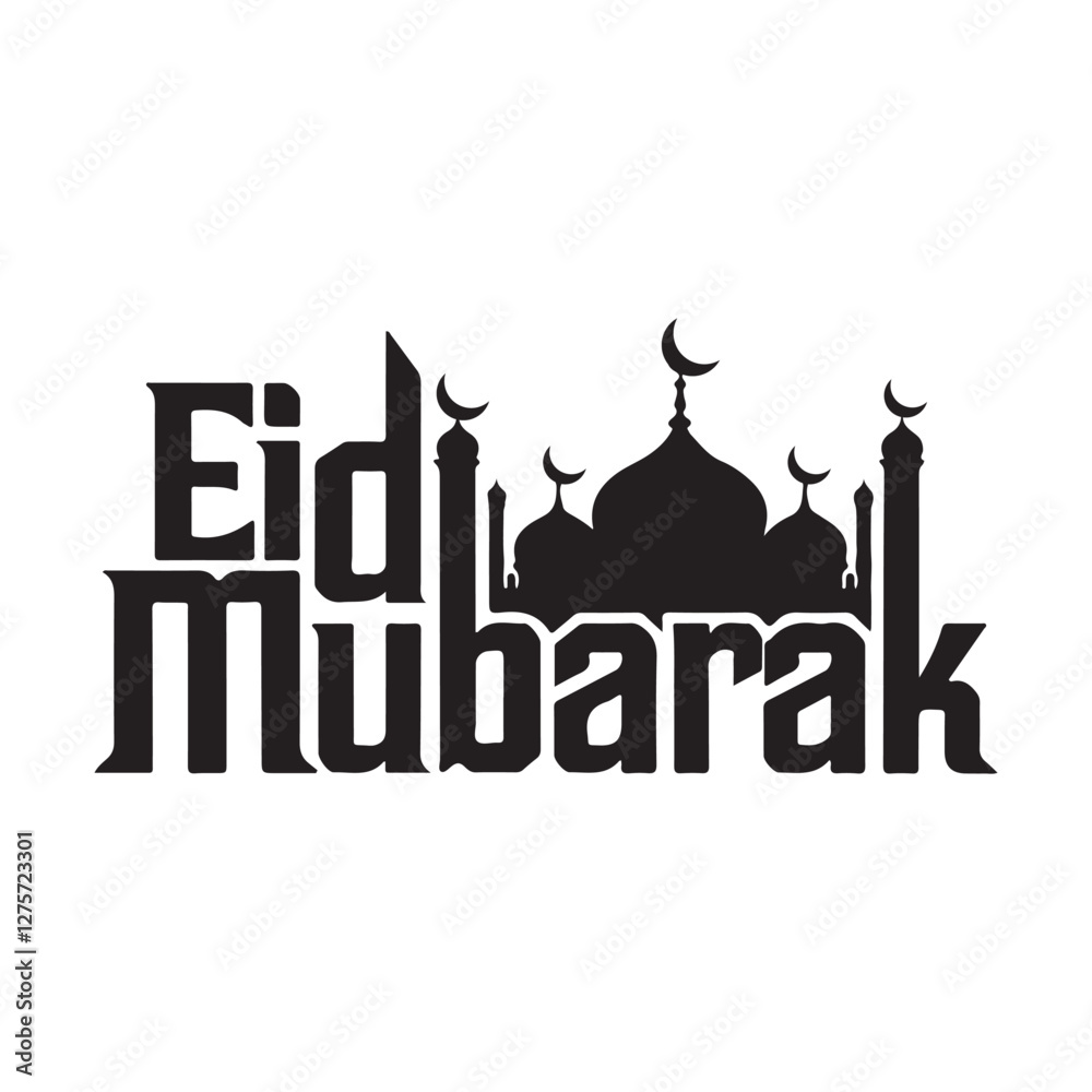 Fototapete Eid mubarak text effect editable text style eid mubarak drawing sketch editable text effect
