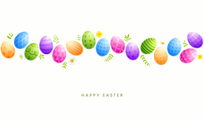 Easter card, Easter egg poster, painted eggs pattern border