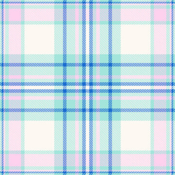 Sweet pastel plaid pattern in soft pink, mint green, and blue hues on a cream background. Ideal for textile designs, scrapbooking, fashion, and website backgrounds.