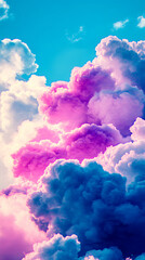 Fototapeta premium clouds in shades of pink and blue against bright sky