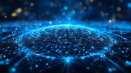 Blue digital binary data, concept technology, AI, cybersecurity