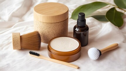 white background, sustainable beauty gift set, eco-friendly packaging, zero waste, product photography