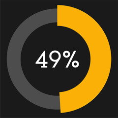 49 percent circle chart infographic template.Circle percentage diagram on black background vector illustration.