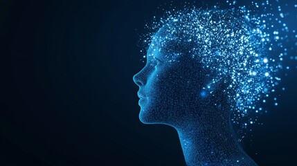 Blue digital binary data, concept technology, AI, cybersecurity