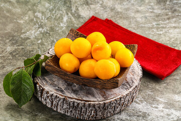 Ripe sweet juicy yellow plum