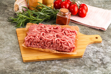 Raw uncooked red minced meat