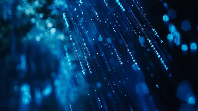 Blue digital binary data, concept technology, AI, cybersecurity