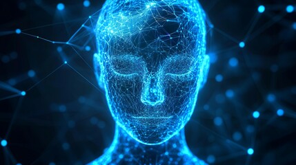 Blue digital binary data, concept technology, AI, cybersecurity