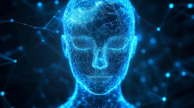 Blue digital binary data, concept technology, AI, cybersecurity - Powered by Adobe